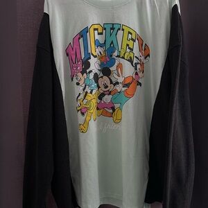 Mickey Mouse Upcycled Thermal - Black and Mint